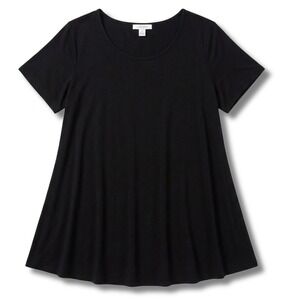 Lapasa Tunic Top Women Medium‎ Black Short Sleeve Flowy Scoop Neck NWT Minimal